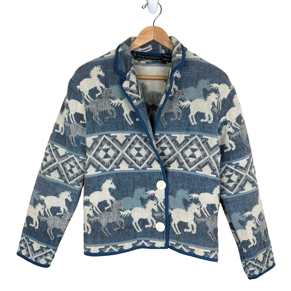 Vintage 90s New Identity Horse Tapestry Jacket Cotton Country Southwestern M